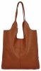 Torebka Skórzana Shopper Bag z Kosmetyczką Brązowa